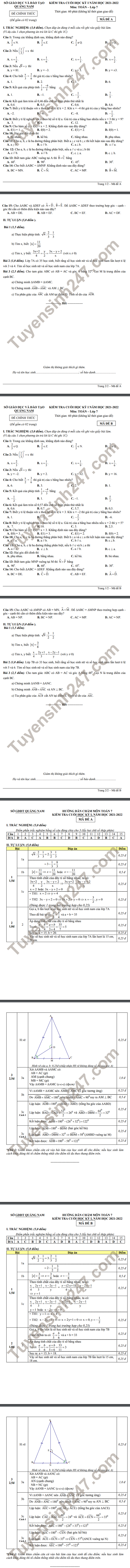 De thi ki 1 nam 2021 So GD Quang Nam - lop 7 mon Toan