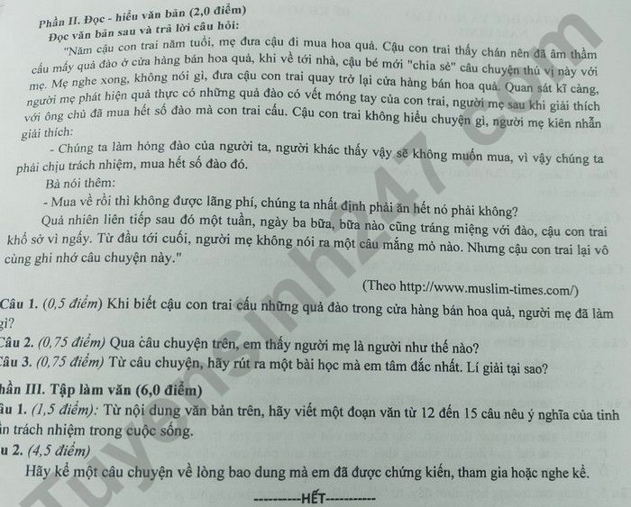 De thi hoc ki 1 mon Van 9 nam 2021 tinh Nam Dinh - dot 2