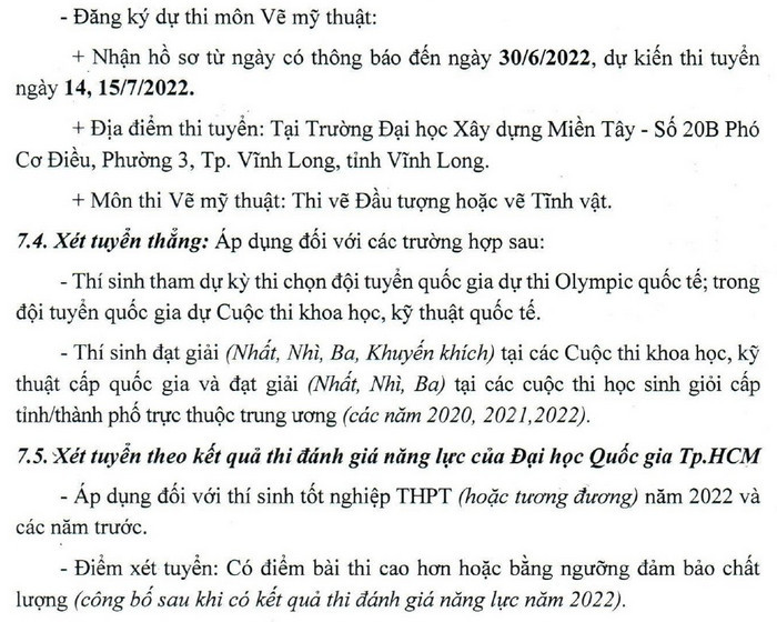 Thong tin tuyen sinh Dai hoc Xay dung Mien Tay 2022