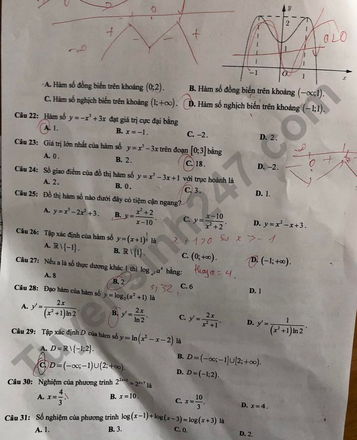 De thi ki 1 nam 2021 - 2022 Toan lop 12 - THPT So 1 Bao Yen