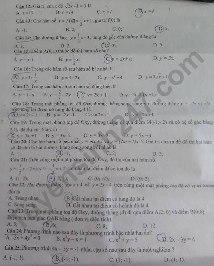 De kiem tra hoc ki 1 lop 9 mon Toan 2021 TX Dong Hoa