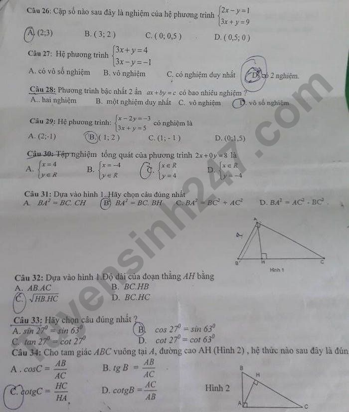 De kiem tra hoc ki 1 lop 9 mon Toan 2021 TX Dong Hoa