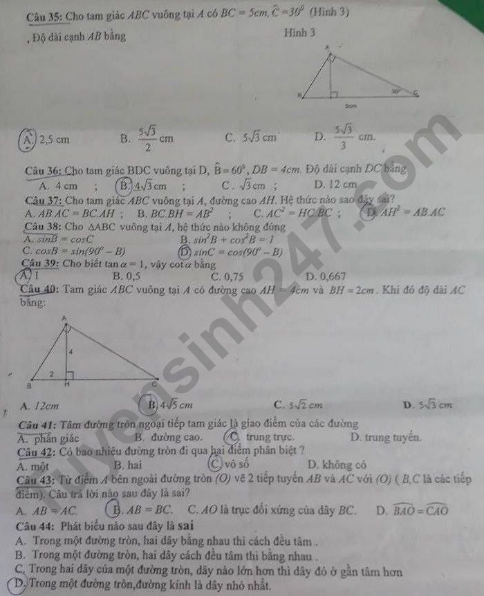 De kiem tra hoc ki 1 lop 9 mon Toan 2021 TX Dong Hoa