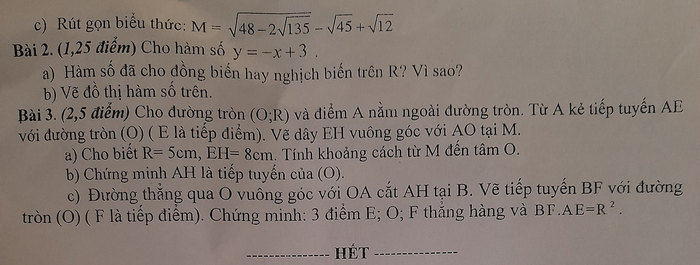 De thi hoc ki 1 THCS Phu Dong - Toan 9 nam 2021-2022