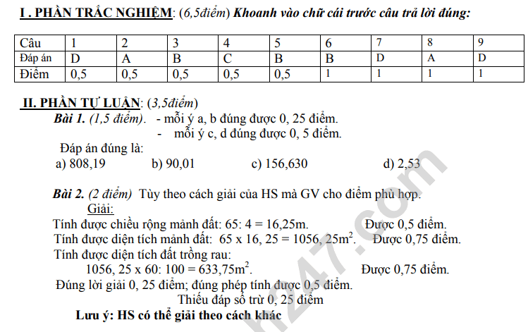 De thi cuoi ki 1 mon Toan lop 5 nam 2021 - TH Hong Ky