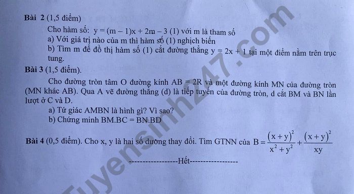 De thi hoc ki 1 mon Toan lop 9 TX An Nhon 2021