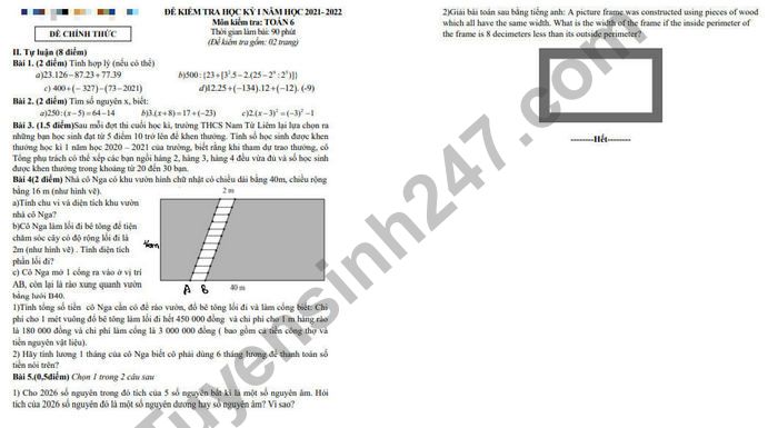 De thi ki 1 THCS Nam Tu Liem 2021 lop 6 mon Toan