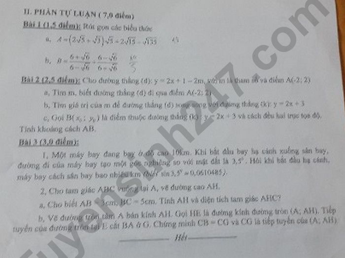 De thi hoc ki 1 nam 2021 Huyen Ly Nhan lop 9 mon Toan