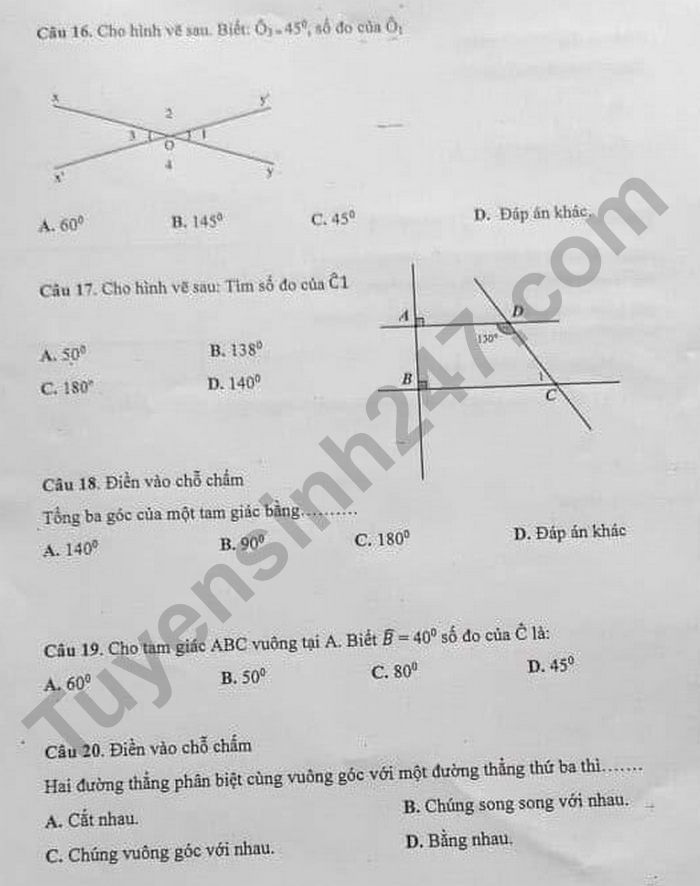 De thi cuoi ki 1 lop 7 mon Toan 2021 - THCS Ly Chinh Thang 1