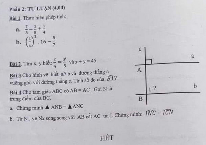 De thi cuoi ki 1 lop 7 mon Toan 2021 - THCS Ly Chinh Thang 1