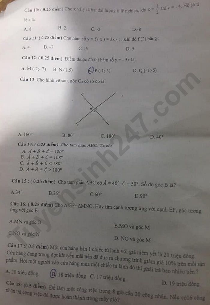 De thi cuoi ki 1 lop 7 mon Toan 2021 - THCS Trung My Tay 1