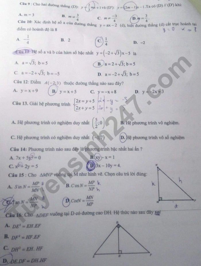 De kiem tra hoc ki 1 THCS Le Loi 2021 - Toan lop 9