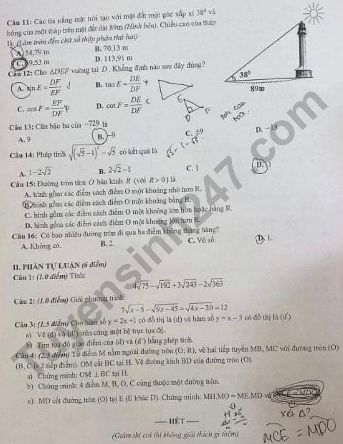 De thi hoc ki 1 mon Toan 9 TH-THCS-THPT Mua Xuan 2021