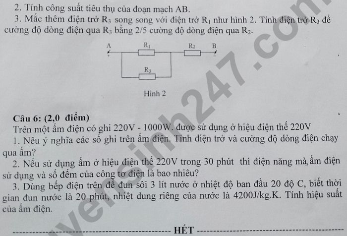 De thi ki 1 nam 2021 mon Ly 9 THCS Nguyen Van Thieu