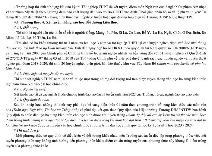 Dai hoc Su pham nghe thuat trung uong tuyen sinh nam 2022