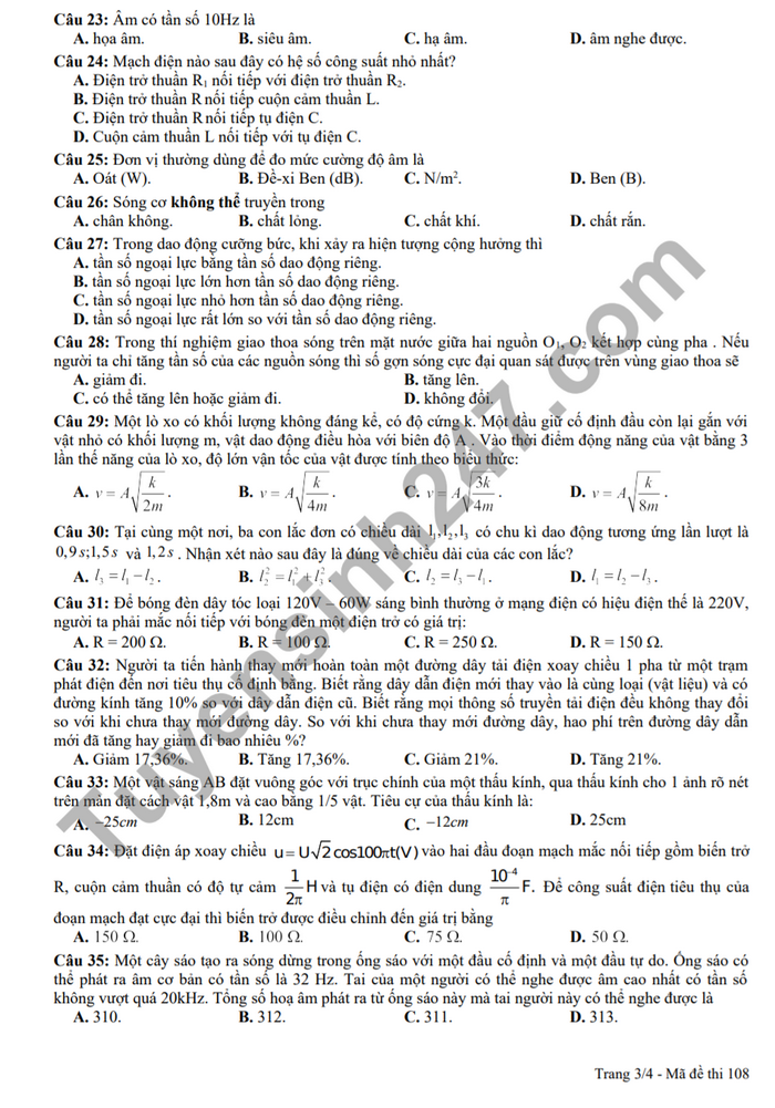 De thi thu tot nghiep THPT mon Li - THPT Tinh Gia 1 2022