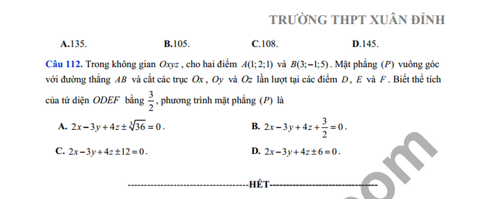 De cuong on tap giua ki 2 mon Toan THPT Xuan Dinh 2022 lop 12