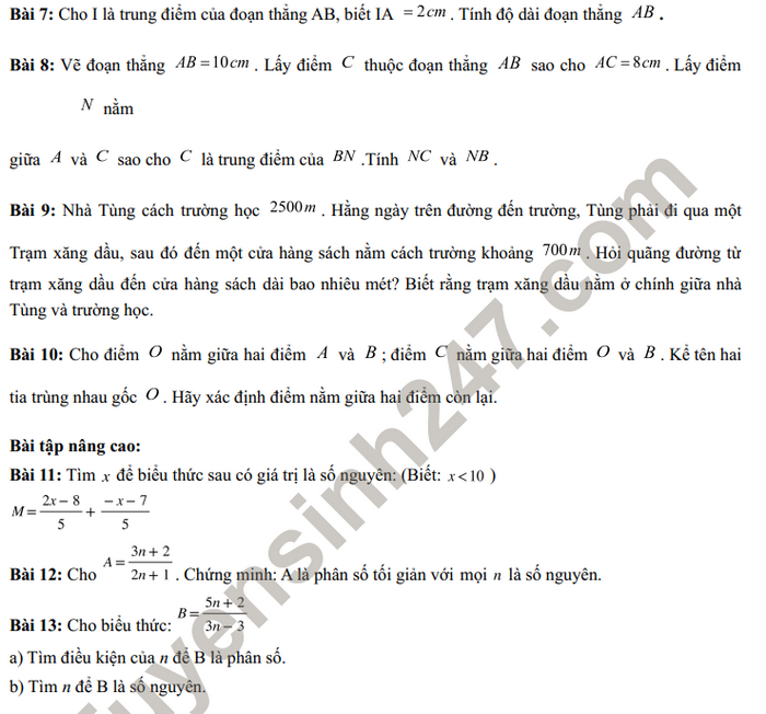 De cuong on thi giua ki 2 mon Toan lop 6 THCS Thang Long