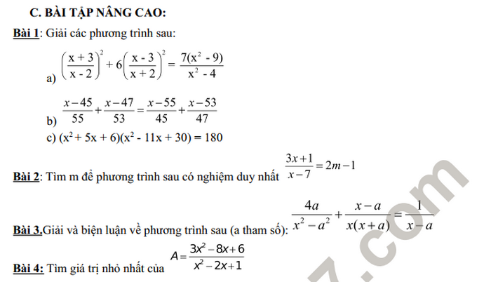 De cuong on thi giua ki 2 THCS Thang Long lop 8 mon Toan
