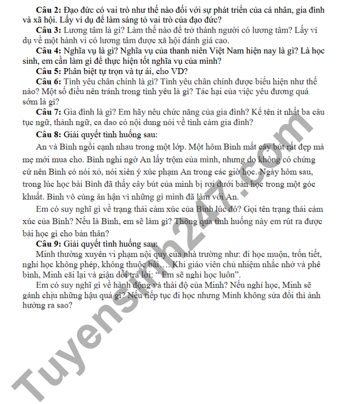 De cuong on tap giua ki 2 nam 2022 mon GDCD THPT Xuan Dinh lop 10
