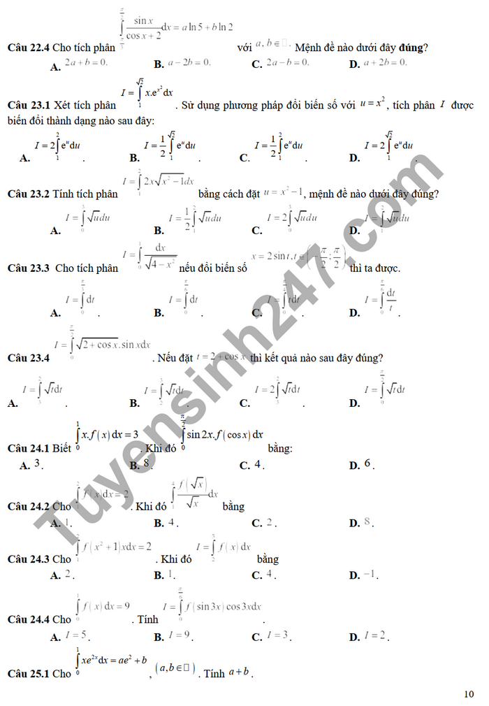De cuong on tap giua ki 2 THPT Phu Bai 2022 mon Toan lop 12