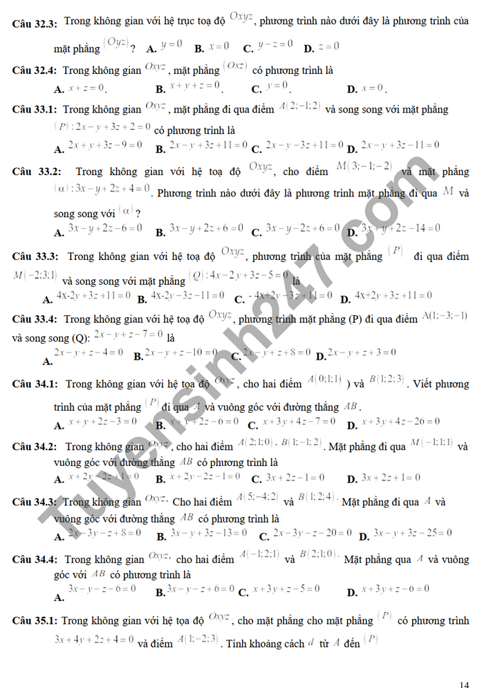 De cuong on tap giua ki 2 THPT Phu Bai 2022 mon Toan lop 12