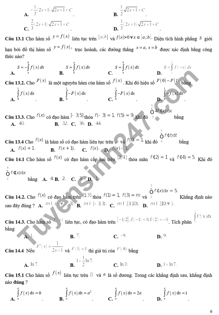 De cuong on tap giua ki 2 THPT Phu Bai 2022 mon Toan lop 12