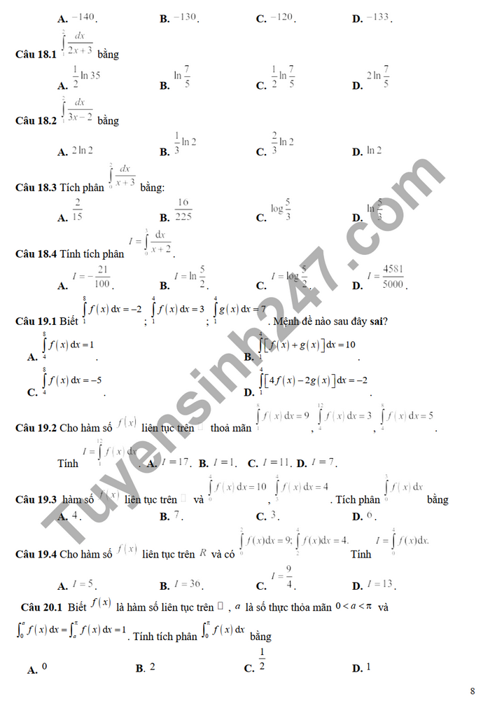 De cuong on tap giua ki 2 THPT Phu Bai 2022 mon Toan lop 12