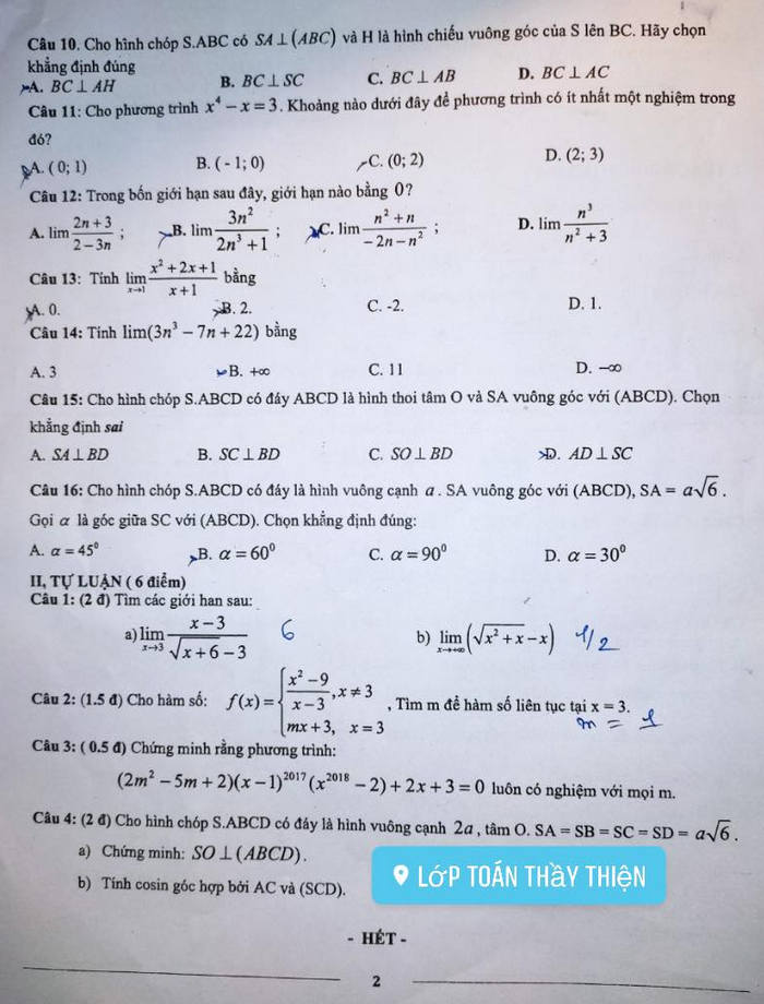 De thi giua ki 2 mon Toan lop 11 TH - THCS - THPT Nguyen Cong Tru 2022