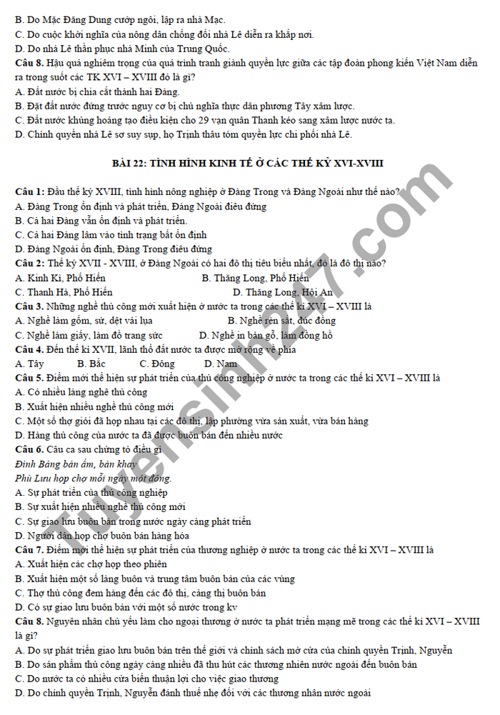 De cuong on tap giua ki 2 lop 10 mon Su THPT Phu Bai 2022