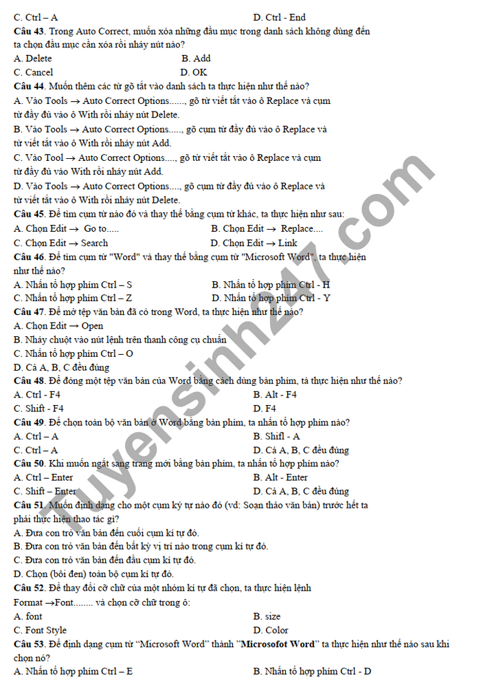 De cuong on tap giua ki 2 mon Tin lop 10 THPT Phu Bai 2022