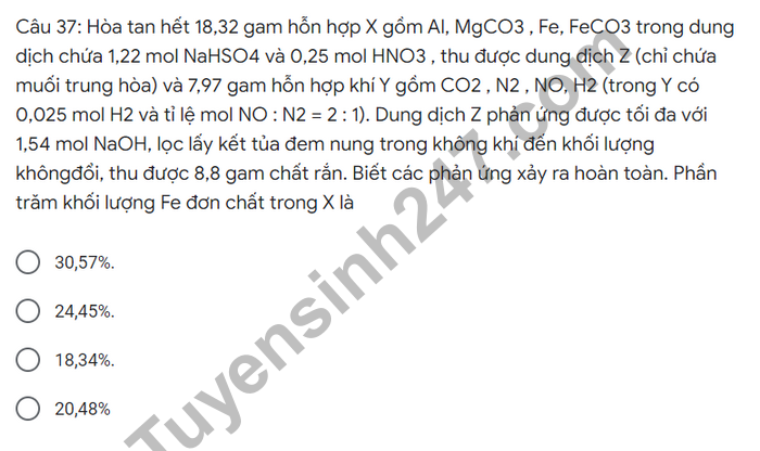 De thi giua ki 2 THPT Tran Phu - Ha Tinh 2022 mon Hoa lop 12