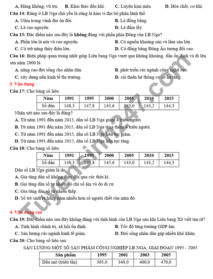 De cuong on tap giua ki 2 mon Dia lop 11 THPT Le Loi 2022