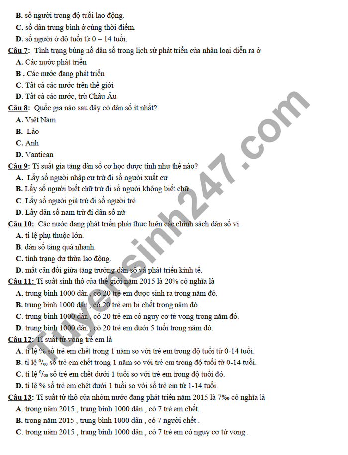 De cuong on tap giua ki 2 mon Dia lop 10 THPT Le Loi 2022