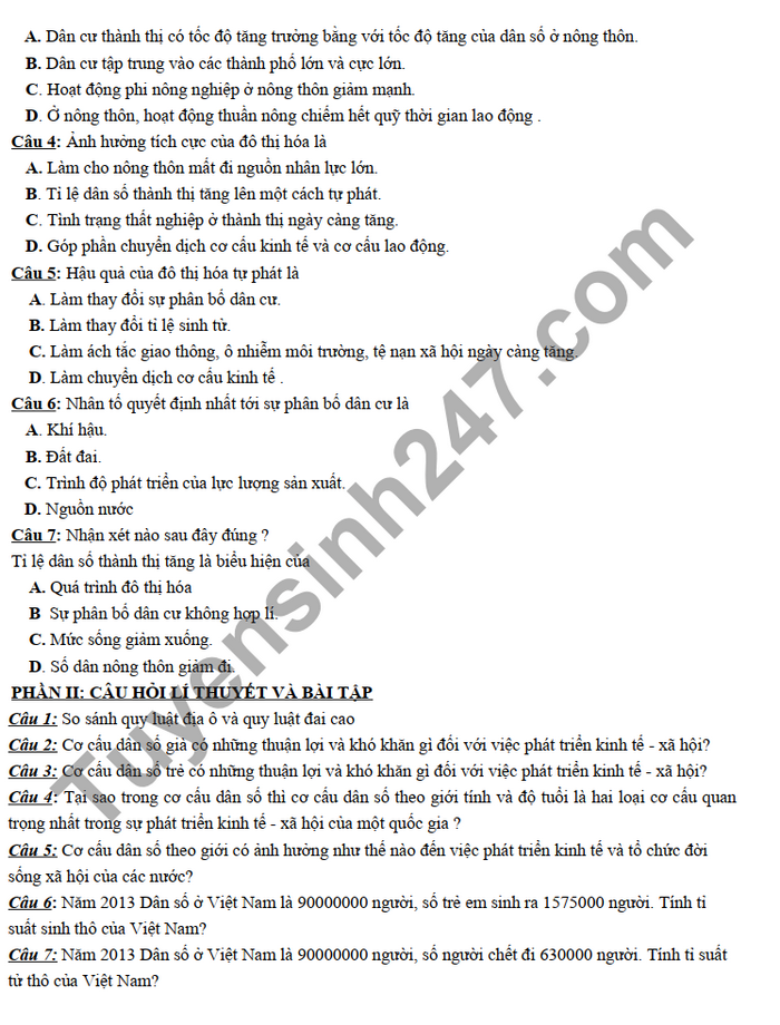 De cuong on tap giua ki 2 mon Dia lop 10 THPT Le Loi 2022