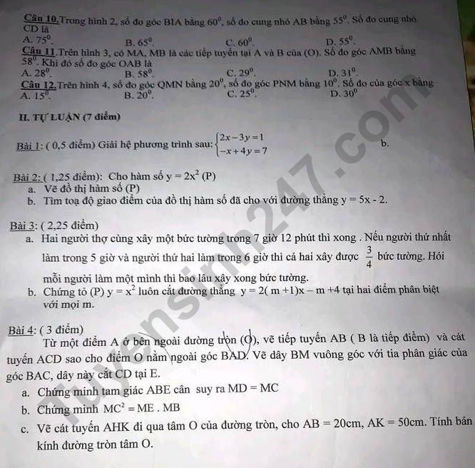 De thi giua ki 2 mon Toan lop 9 - THCS Thong Nhat 2022