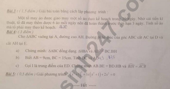 De thi giua ki 2 mon Toan 2022 lop 8 - THCS Nam Hong