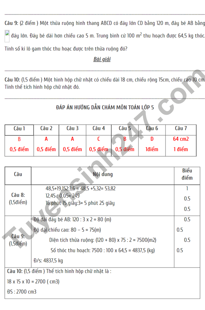 De thi giua ki 2 mon Toan lop 5 2022 TH Van Tien