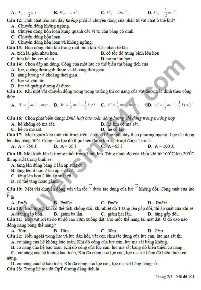 De thi giua ki 2 THPT Huong Hoa 2022 lop 10 mon Li