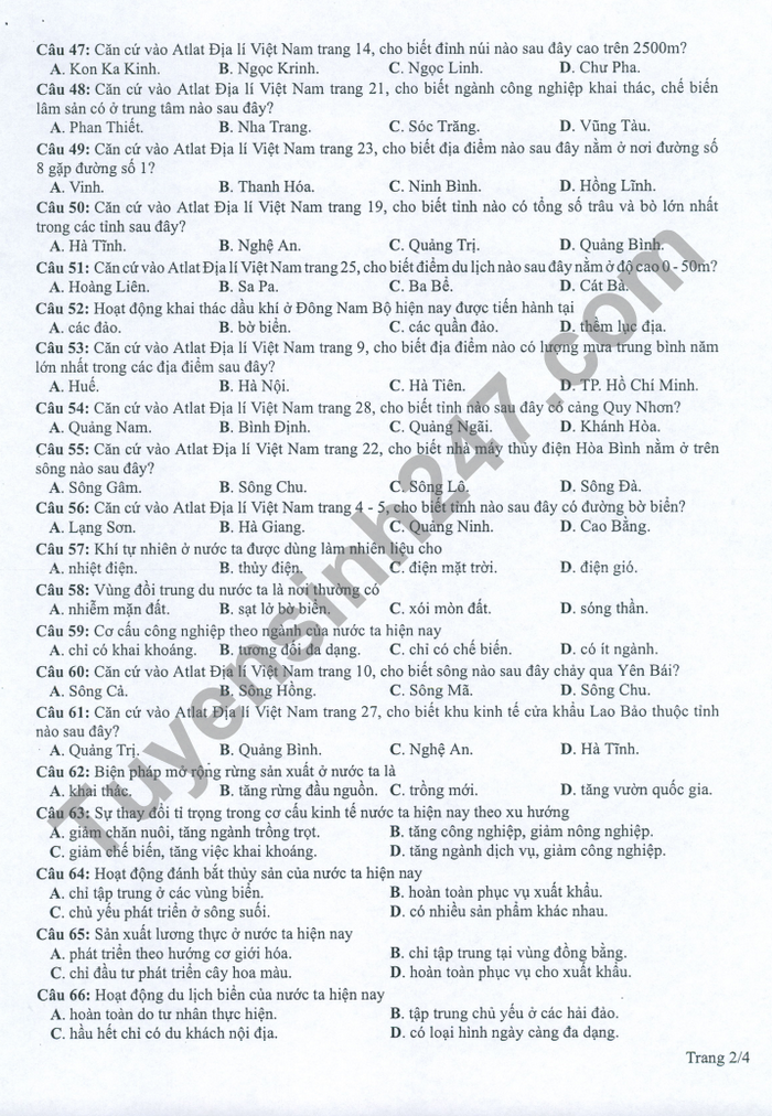 Huong dan giai de minh hoa mon Dia tot nghiep THPT 2022