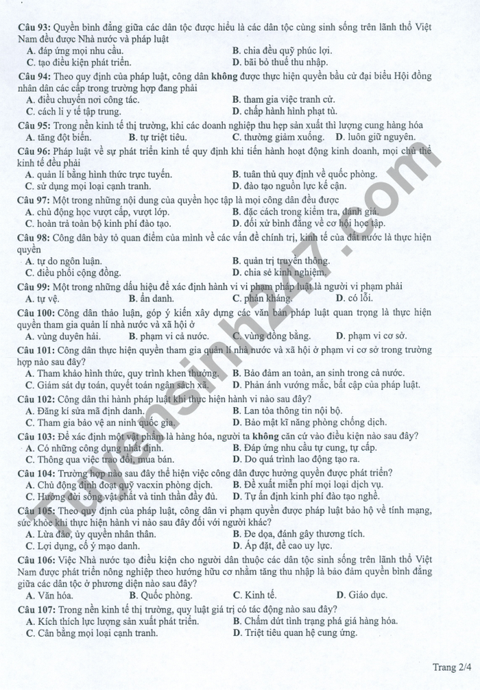 Huong dan giai de thi minh hoa mon GDCD tot nghiep THPT 2022