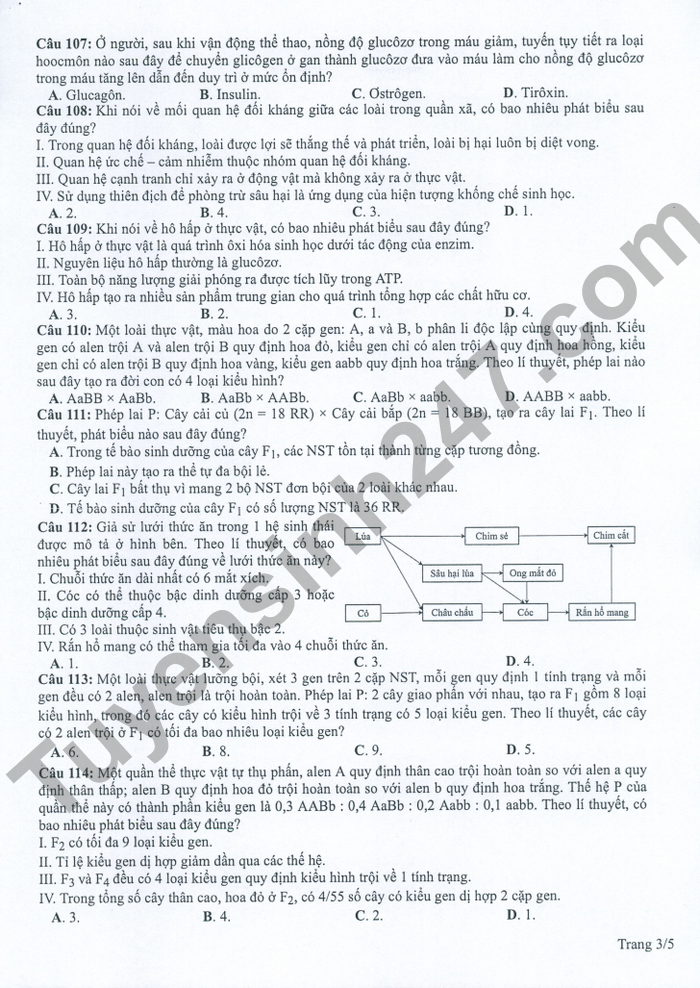 Huong dan giai de minh hoa mon tot nghiep THPT 2022 mon Sinh