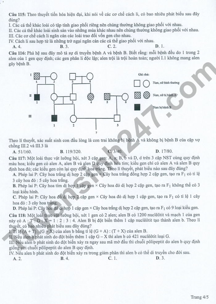 Huong dan giai de minh hoa mon tot nghiep THPT 2022 mon Sinh