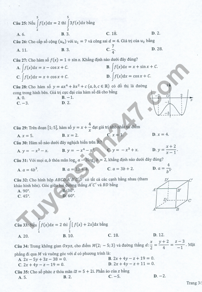 Huong dan giai de minh hoa mon Toan tot nghiep THPT 2022