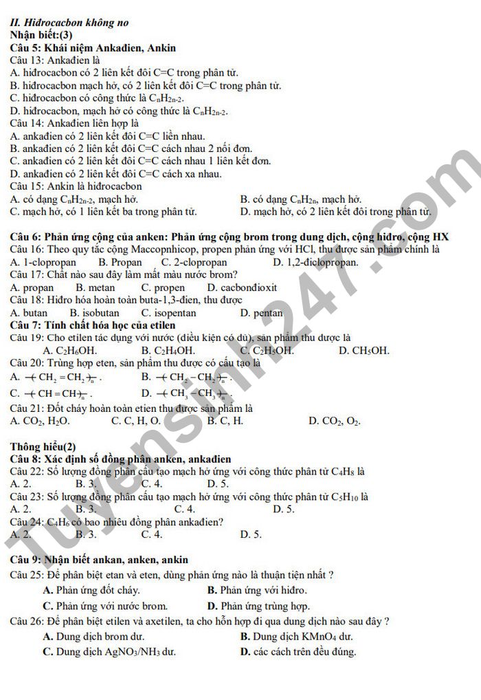 De cuong on tap hoc ki 2 THPT Le Loi mon Hoa nam 2022 lop 11