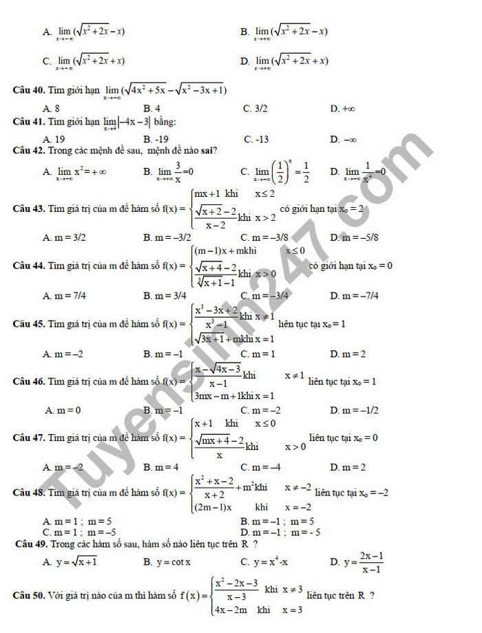 De cuong on tap hoc ki 2 mon Toan lop 11 THPT Tran Phu - Hoan Kiem nam 2022