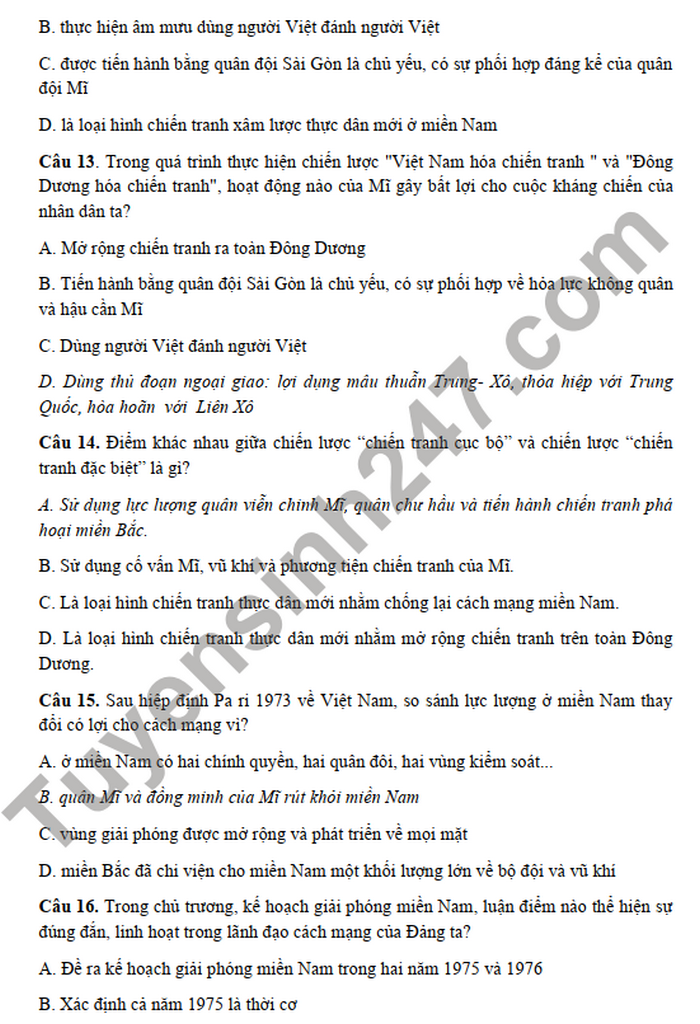 De thi hoc ki 2 mon Su lop 12 - THPT so 2 Bao Thang nam 2022 (Minh hoa)