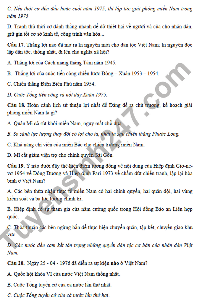De thi hoc ki 2 mon Su lop 12 - THPT so 2 Bao Thang nam 2022 (Minh hoa)