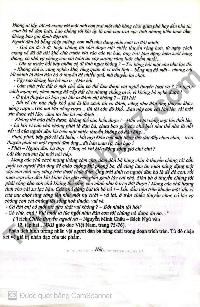 De thi ki 2 mon Van lop 12 THPT Doan Ket - Hai Ba Trung 2022