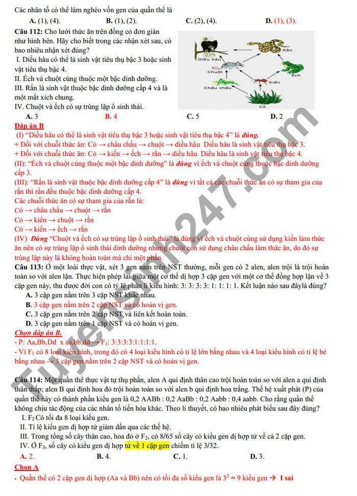 De thi thu tot nghiep THPT 2022 mon Sinh THPT Chuyen Hung Vuong